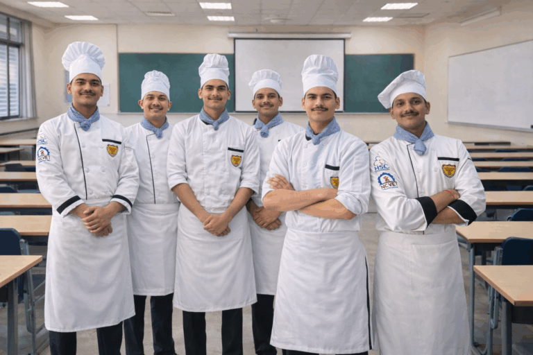 Hotel management students training in kitchen at Culinary College of Hotel Management CCHM Dehradun for admission 2026”